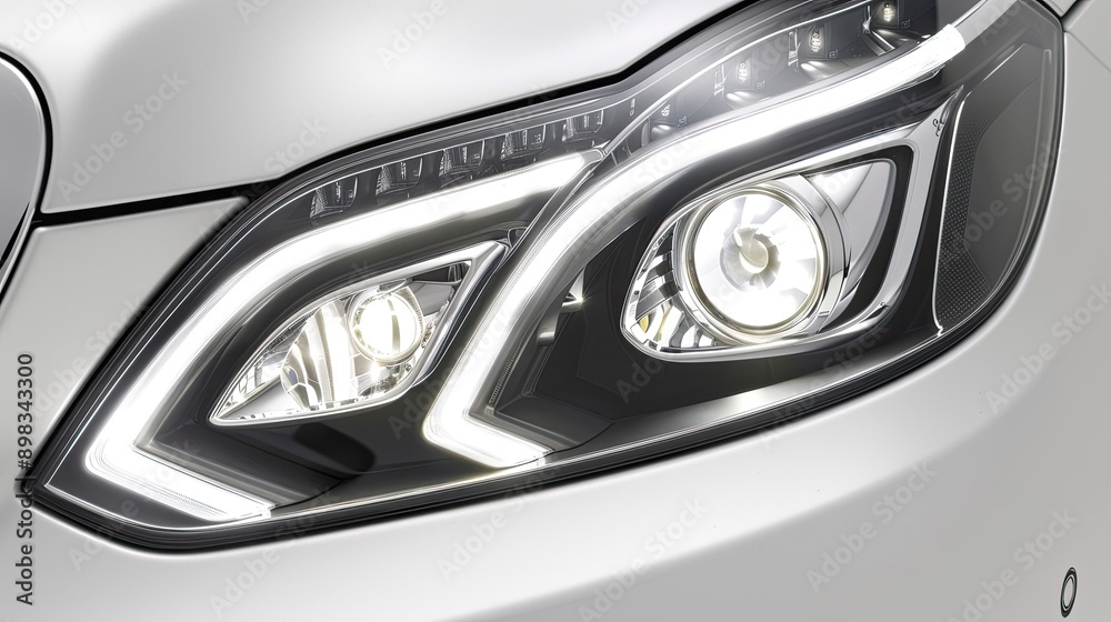 Close-up Image of an Illuminated Car Headlight at Night Close-up Image of an Illuminated Car Headlight at Night