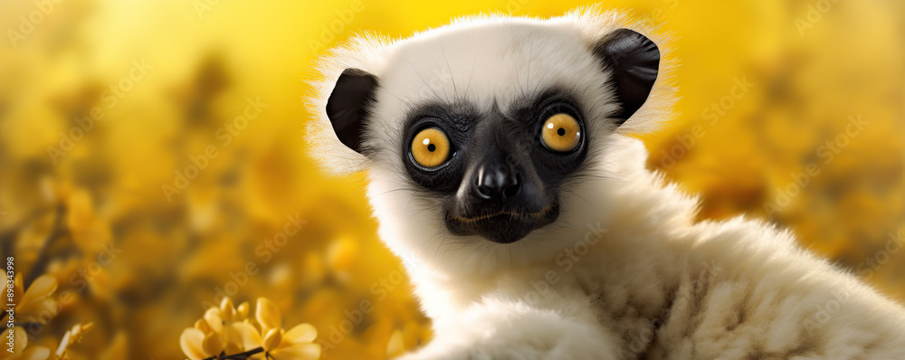 Fototapeta premium Curious Lemur With Distinctive Features 