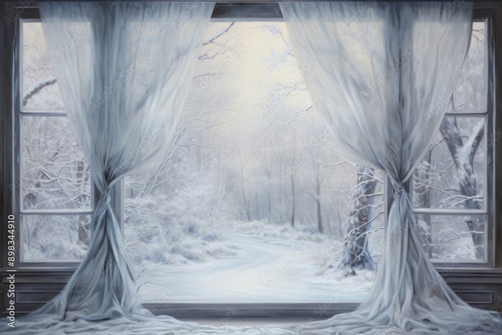 Window with winter view snow nature window. Window with winter view snow nature window.