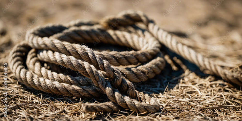 close up of a rope on ground close up of a rope on ground