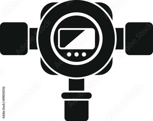 Black glyph icon for a water meter, measuring water consumption