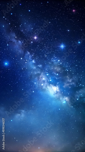 Starry Night Sky with Colorful Twilight, Cosmic Beauty, with Copy Space