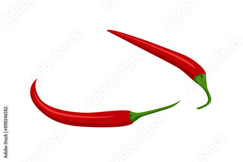 Isometric Red Hot chili pepper pod isolated on white background. Realistic Spicy vegetable, mexican cooking ingredient for salsa.