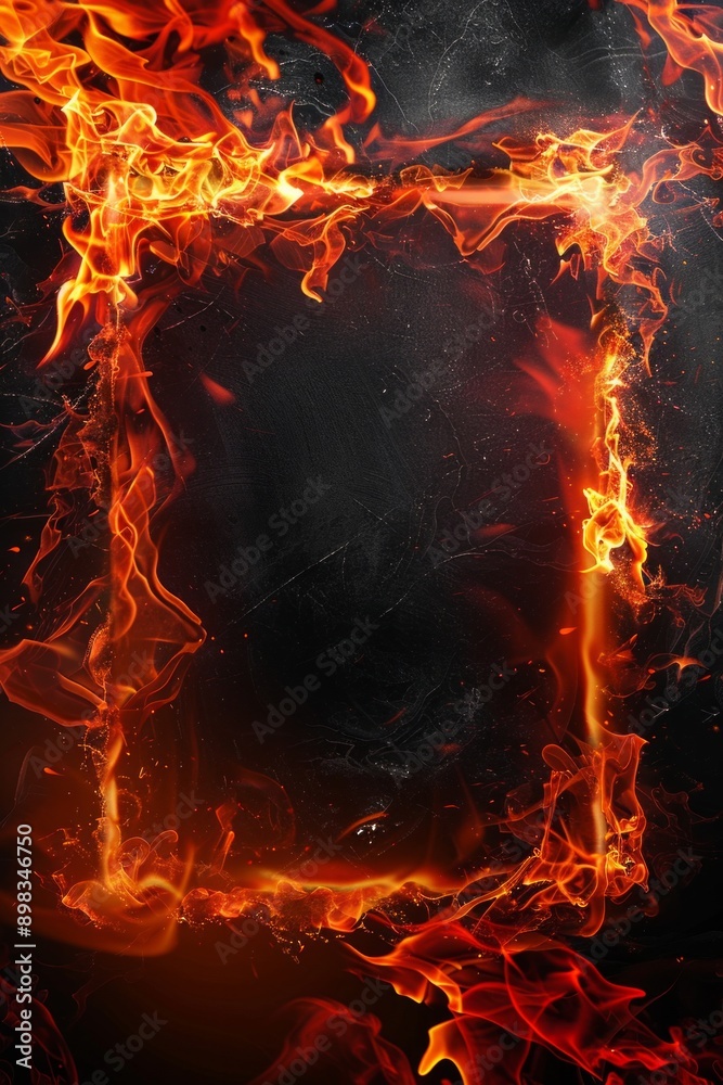 Obraz premium A blank center surrounded by a frame made from fire