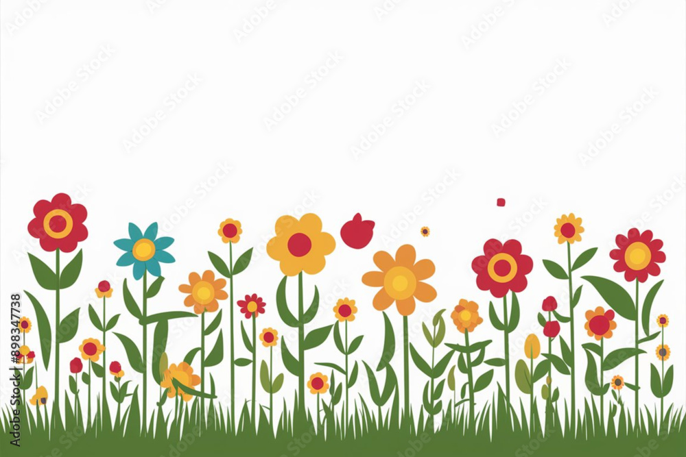 Fototapeta premium Meadow flowers border design