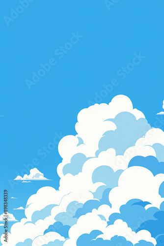 青空と入道雲の絵葉書イラスト