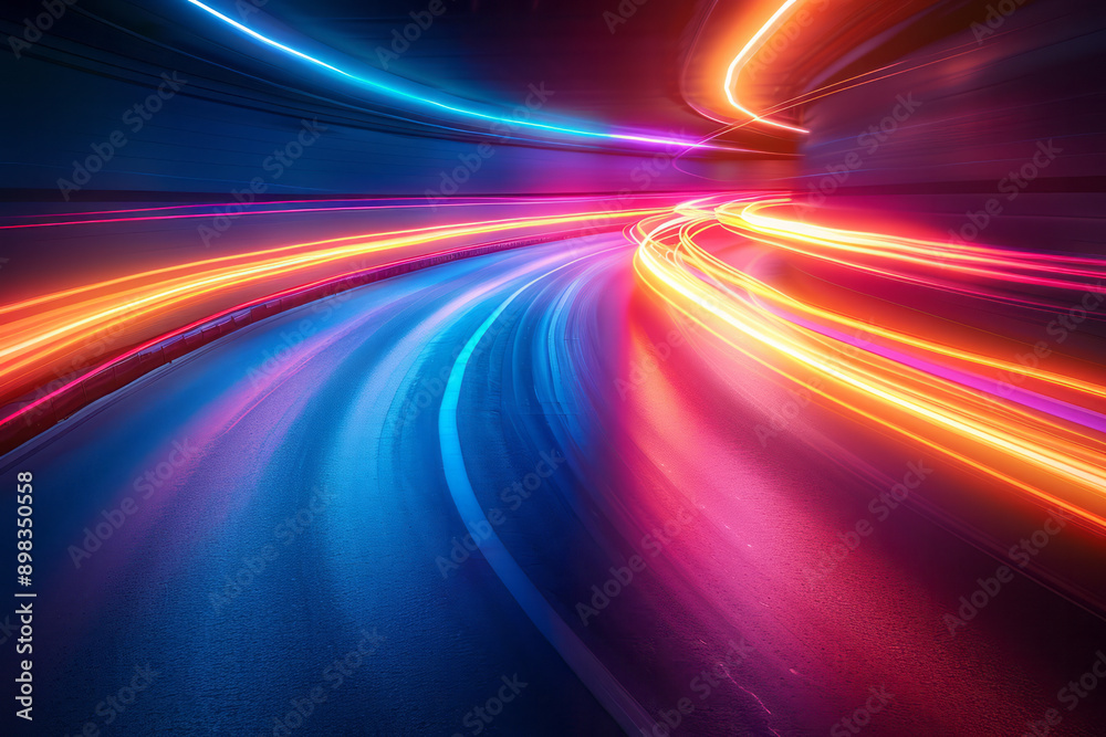 Dynamic neon light trails in vivid hues creating an abstract pattern against a dark backdrop, Dynamic neon light trails in vivid hues creating an abstract pattern against a dark backdrop,