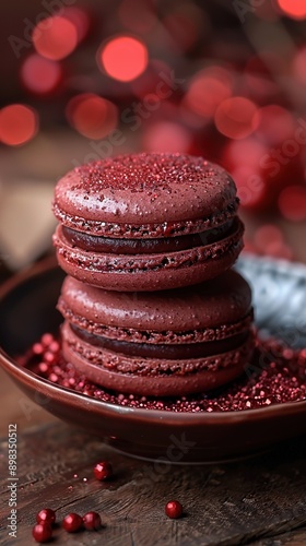 Valentaines day macaron in style of intricate texture megawave sparkling photo