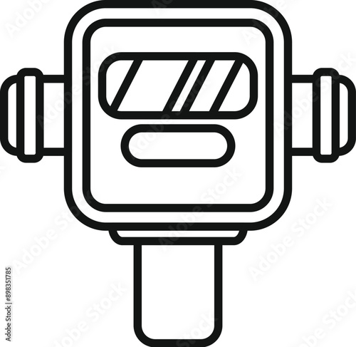Line drawing of a water meter measuring device showing water consumption