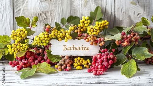 Berberine capsules supplements on the table. Selective focus. photo