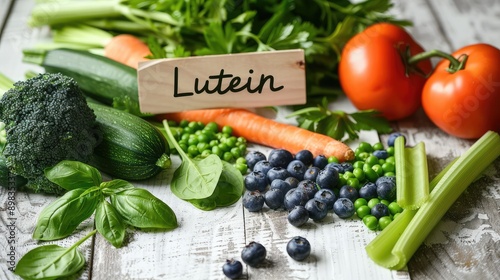 Foods contain lutein on the table. Selective focus. photo