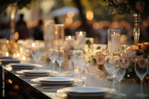 Table set wedding candle flower.