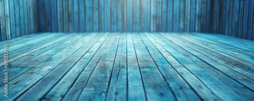 Soft blue wooden floors backdrop, offering a serene and calming background for your creative projects with plenty of room for text or graphic elements.
