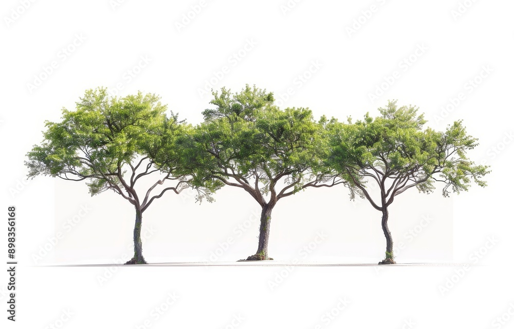 Obraz premium Group of large hardwood trees cut out on transparent backgrounds for 3D rendering