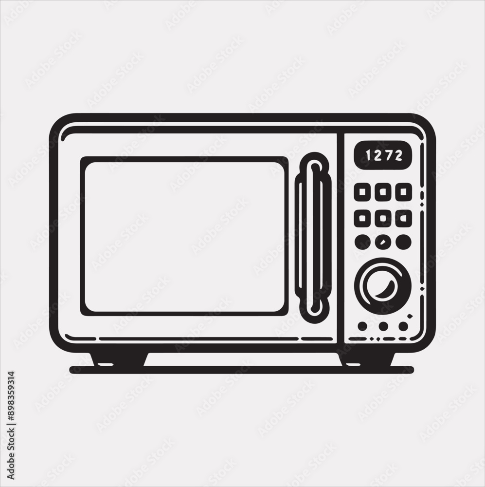 Microwave line art silhouette vector on a white background Microwave line art silhouette vector on a white background