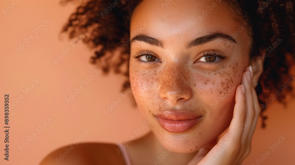 Captivating Close-Up of a Beautiful Woman with Glowing Skin and Soft Lips Captivating Close-Up of a Beautiful Woman with Glowing Skin and Soft Lips