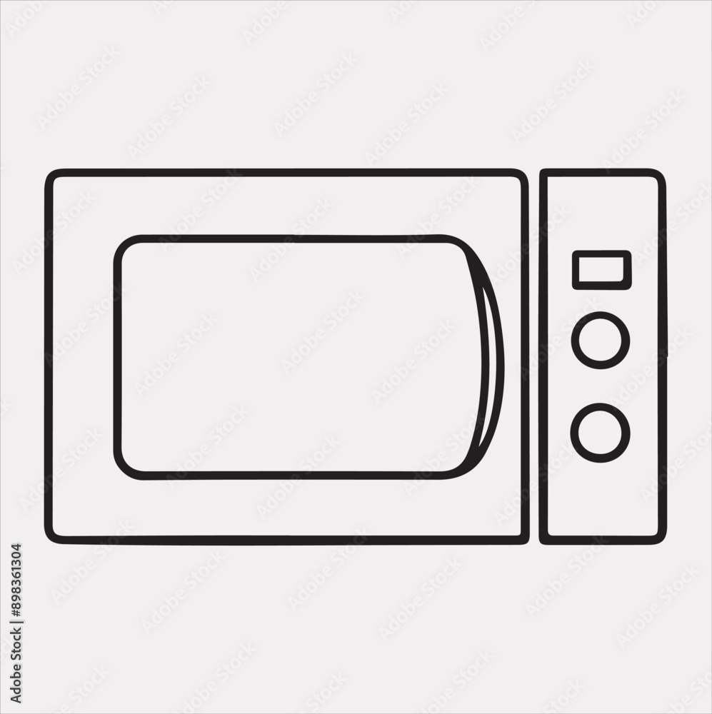 Microwave line art silhouette vector on a white background Microwave line art silhouette vector on a white background