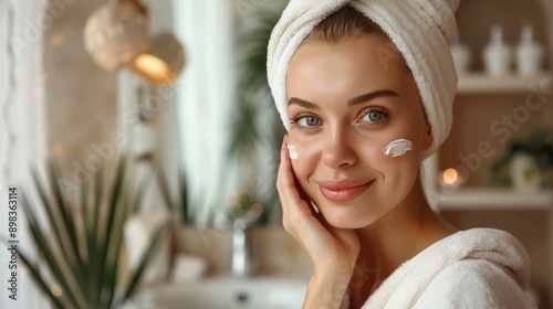 A woman performing a skincare routine with serums and moisturizers, highlighting skin health