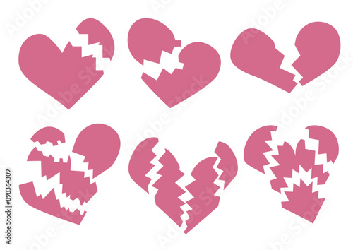 broken heart pink pattern design on white background design illustration vector