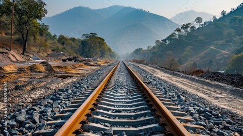 An under-construction railway line, showcasing the development of transportation infrastructure