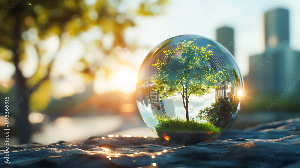 Environmental Impact of Industrialization Concept in Glass Sphere, Earth ball Environmental Impact of Industrialization Concept in Glass Sphere, Earth ball