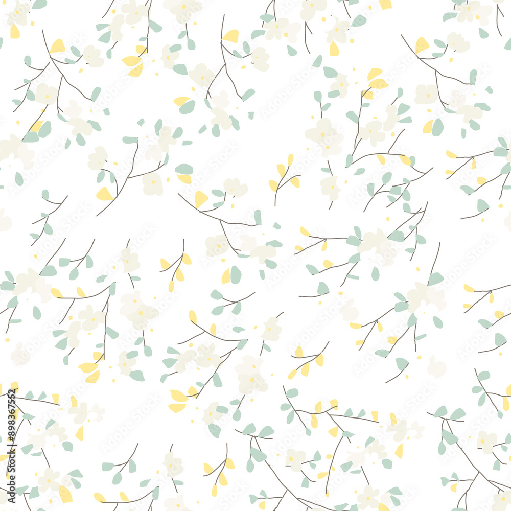 Vector seamless pattern with styled spring cherry blossoms Vector seamless pattern with styled spring cherry blossoms