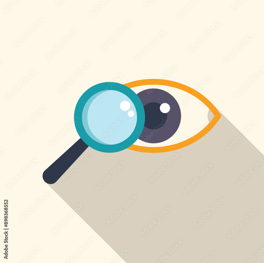 Magnifying glass examining a human eye representing vision research and ophthalmology