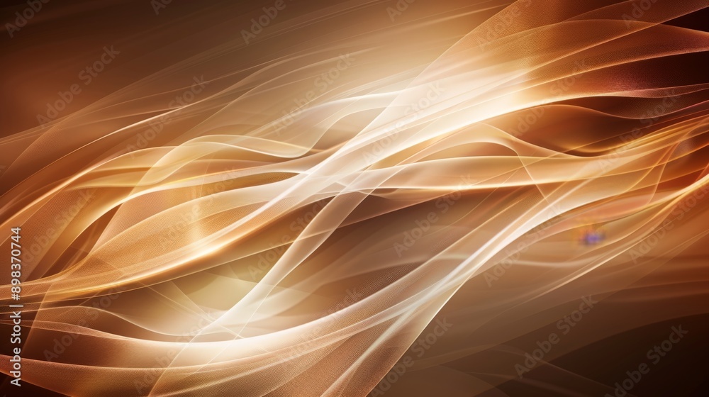 Abstract background forming smooth golden waves with light effects Abstract background forming smooth golden waves with light effects