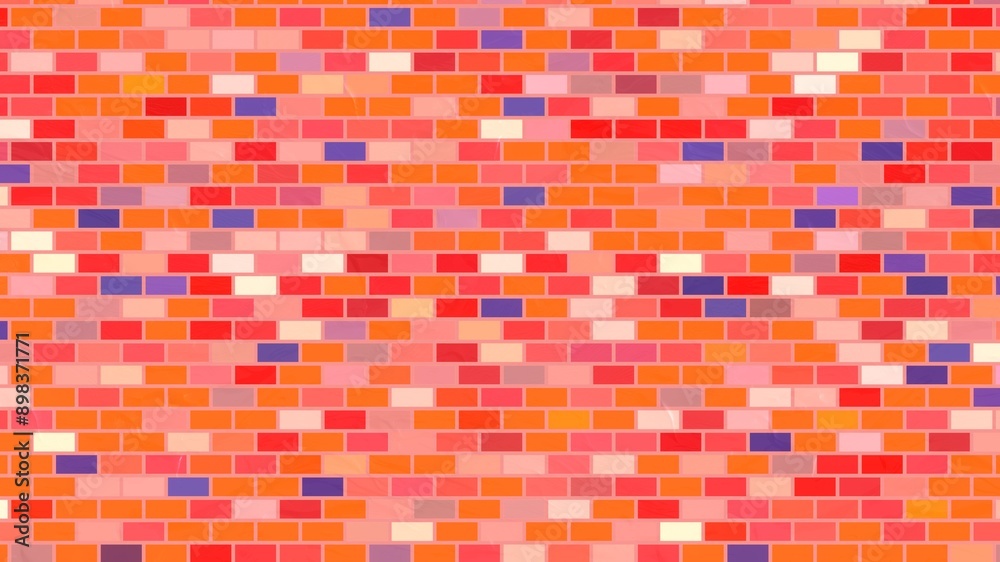 Abstract Brick Wall Pattern with Multicolored Squares Abstract Brick Wall Pattern with Multicolored Squares