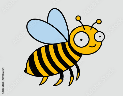 Cute Little Bee, Bee Smile, Cartoon Bee
