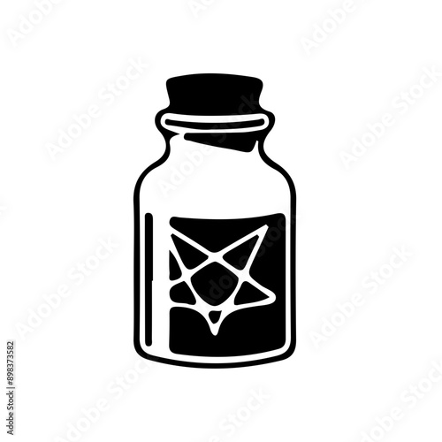 Mystical witch poison, magic poison, bottle, poison, Magic Celestial Silhouette Tattoo design.