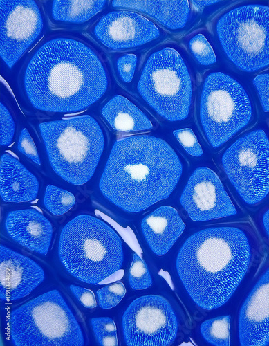 Plant cell micrograph, microscopic view of cells enlarged