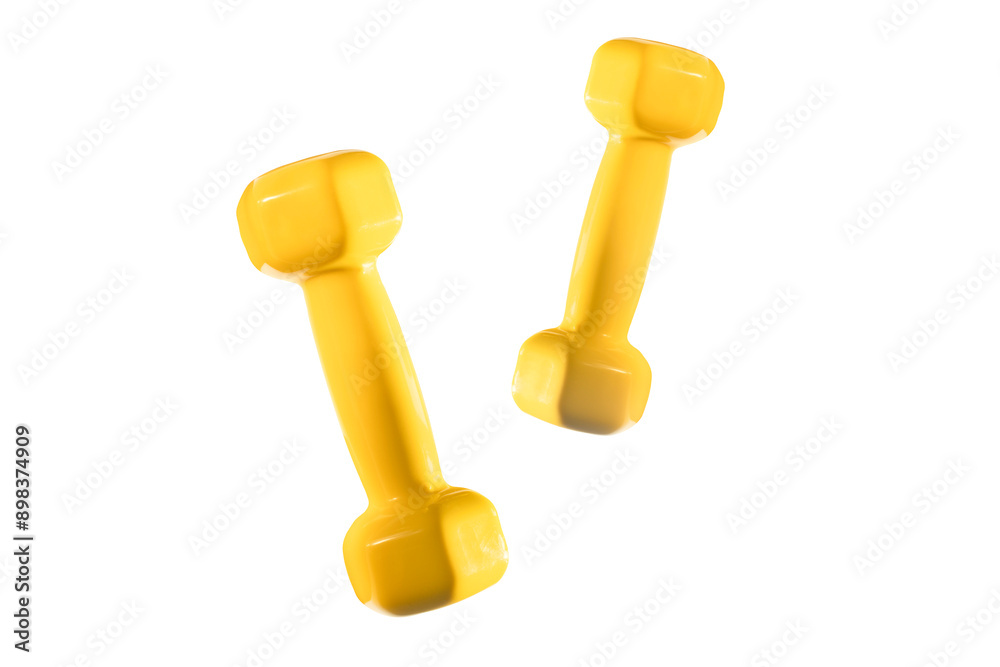 dumbbells in fall isolated on white dumbbells in fall isolated on white