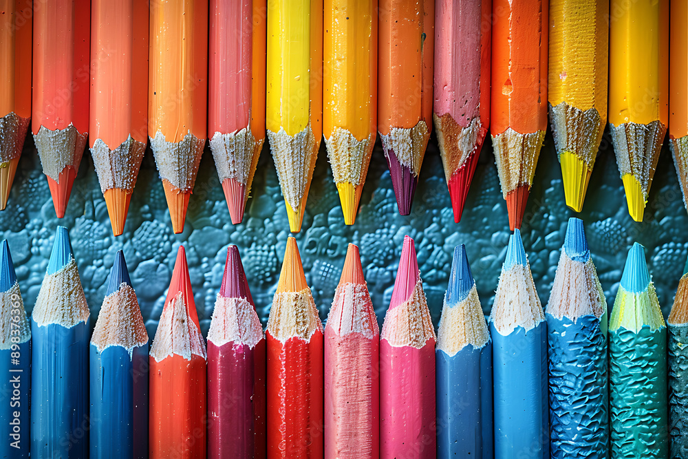 group of colored pencils on white background group of colored pencils on white background