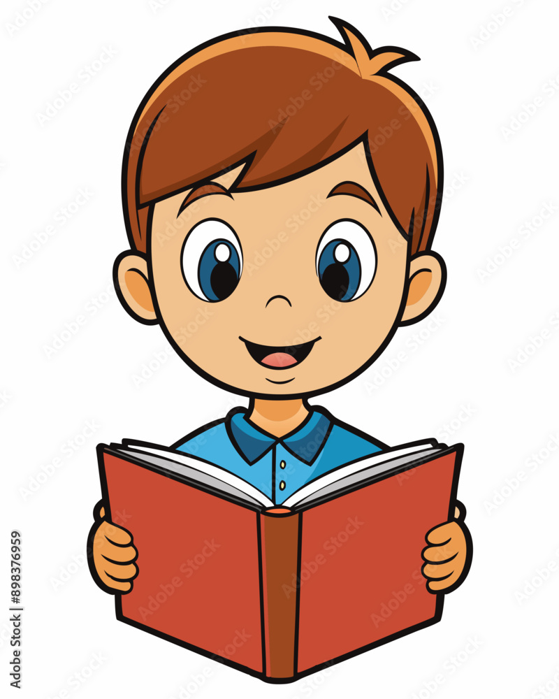 Cute boy reading book vector illustration Cute boy reading book vector illustration