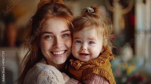 Woman Holding Little Girl