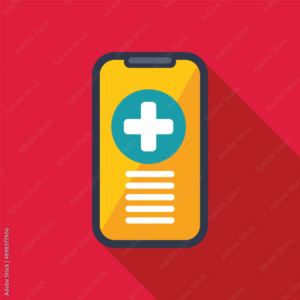Fototapeta premium Mobile phone showing medical app with cross symbol for healthcare, online doctor consultation concept