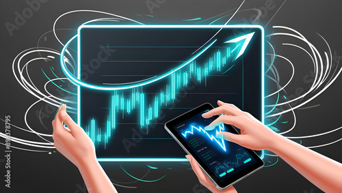 A detailed, modern stock market concept illustration