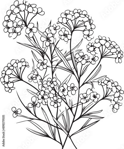 Flowers Coloring Silhouettes black and white vector illustration Free Download
