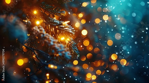 Blurry Tree With Lights at Night