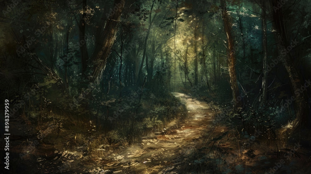 Obraz premium Dark trail in the woods