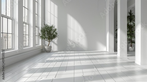 Room With Large Window and Potted Plant