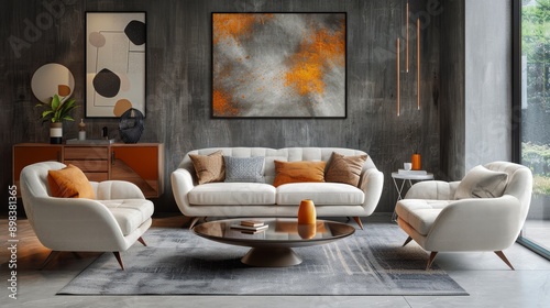 Living Room With Furniture and Painting
