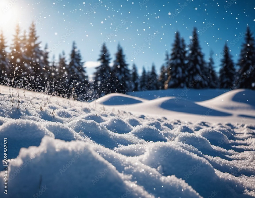 Cute Christmas landscape covered with fresh white snow. Wonderful winter forest. New Year Christmas atmosphere. Festive and enchanting winter wonderland. Snowflakes, snowdrifts and hills. AI generated Cute Christmas landscape covered with fresh white snow. Wonderful winter forest. New Year Christmas atmosphere. Festive and enchanting winter wonderland. Snowflakes, snowdrifts and hills. AI generated