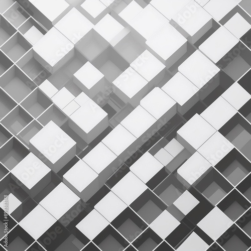 Random inlay white square diagonal cube boxes block background wallpaper banner template with copy space © kimberly