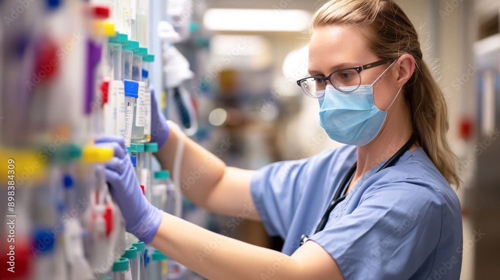 Medical Technician Organizing Lab Samples