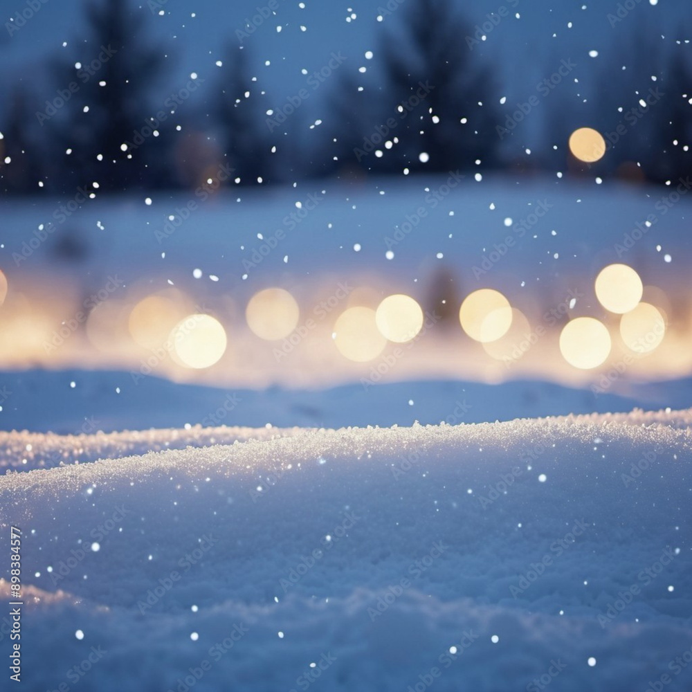 Cute Christmas night landscape covered with fresh snow. Wonderful winter village. New Year Christmas atmosphere. Festive enchanting winter wonderland. Snowflakes, snowdrifts and hills. AI generated Cute Christmas night landscape covered with fresh snow. Wonderful winter village. New Year Christmas atmosphere. Festive enchanting winter wonderland. Snowflakes, snowdrifts and hills. AI generated