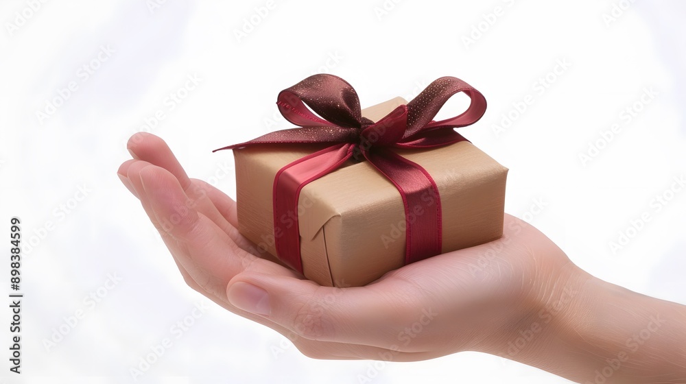 Hand Holding a Gift Box: A hand holding a small gift box wrapped with a bow, suggesting a present or surprise.
Hand Holding a Gift Box: A hand holding a small gift box wrapped with a bow, suggesting a present or surprise.