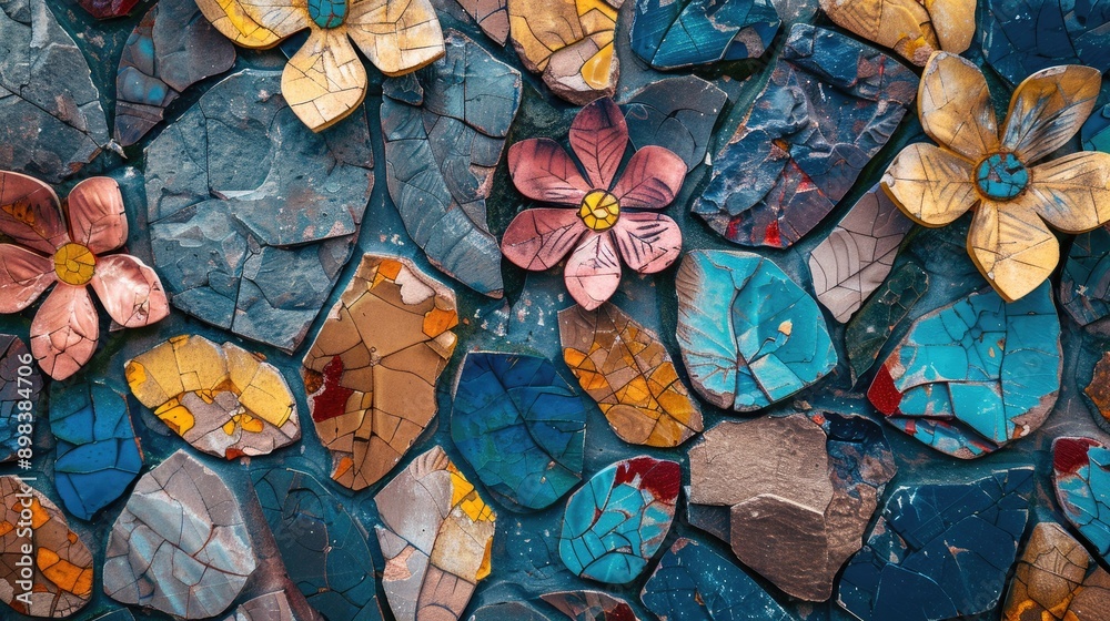 Floral Pattern on Stone Surface Floral Pattern on Stone Surface