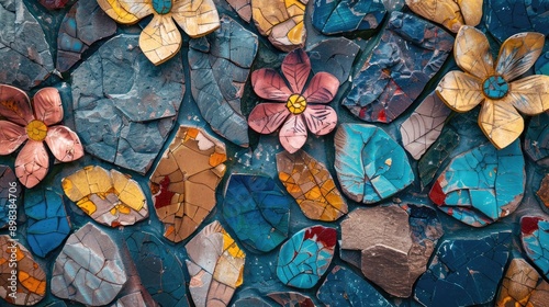 Floral Pattern on Stone Surface photo